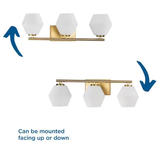 Progress Lighting Copeland 24 pulgadas Vidrio opalino ligero tocador dorado cepillado de 3 luces Foto 4 de 4