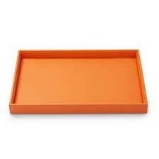 Oirlv Luxury Orange Leather Jewelry Tray Stackable Flat Jewelry Drawer Organi...