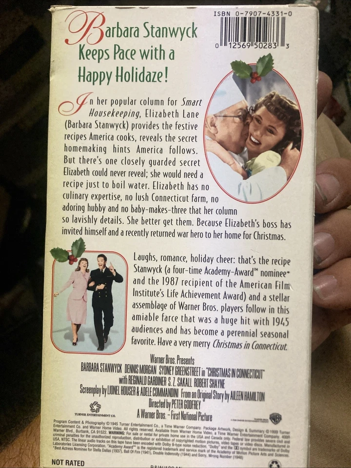 Christmas In Connecticut VHS Barbara Stanwyck Dinnis Morgan Vintage - Image 2 of 2