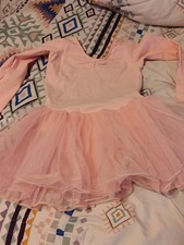 Girls Pink Long Sleeve Dance Dress with Tulle Skirt