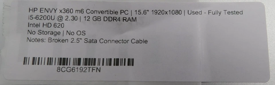 HP ENVY x360 m6 2 in 1 TOUCH/ i5-6200U @2.30GHz/12GB RAM /No SSD/No OS *READ* - Image 2 of 4