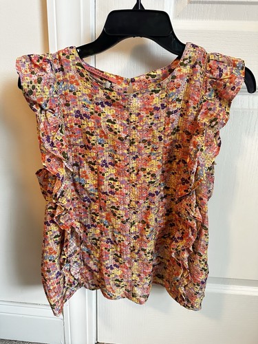 Scotch And Soda Floral Whimsy Summer Style Sleeveless Ruffle Floral Top S - Picture 4 of 10
