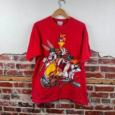 Vintage Looney Tunes Shirt One Size Red Single Stitch Jerry Leigh Warner Bro 90s