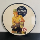 VINTAGE PETERS GETS EM HIGH VELOCITY HUNTING GASOLINE OIL PORCELAIN SIGN