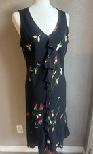 Y2k Dress Fairy Midi Chiffon Ruffle Flowey Floral Red Black Whimsygoth Large