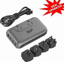 230W Step Down 220V to 110V Voltage Converter Travel Adapter with USBC/USB Ports