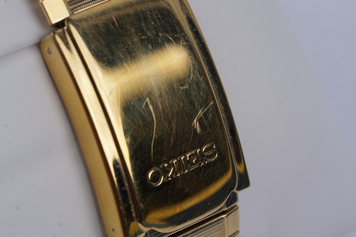 Seiko Men's Day Date Flex Band Watch SGG744 Gold Tone