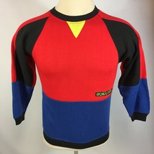 Vintage Color Block Neon Surf Skate 80s 90s Grunge Sweatshirt Shirt Youth L Kid