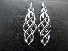 Silver Celtic Knot Drop Dangle Earrings Stamped 925