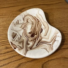 Mid Century Modern Style Brown Swirl Kidney Shaped Dish