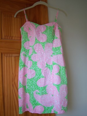 EUC Lilly Pulitzer Women's Short Dress Pink/Green/White Spaghetti