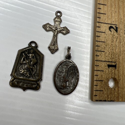 H7 Lot Italy Silver Jesus Virgin Mary Saint Christopher Retro Pendants Christian - Picture 2 of 7