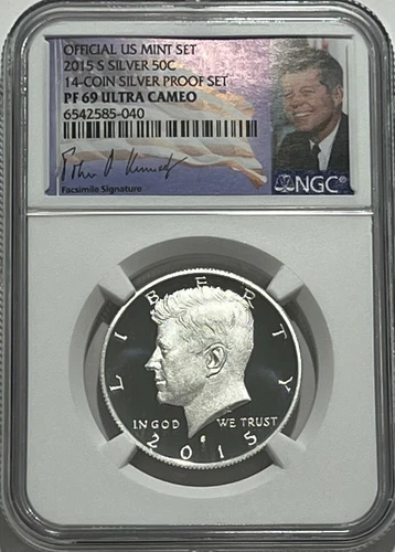 2015 S NGC PF69 ULTRA CAMEO PROOF SILVER KENNEDY HALF DOLLAR SIGNATURE LABEL