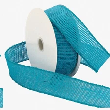 Turquoise Jute Bliss: 1.5" x 10 YD Wired Burlap Roll for Rustic Wedding & Home D