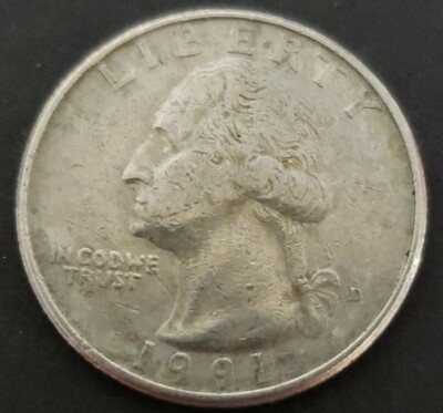 値下げ不可　ヴィンテージ　記念　アメリカ 1991 D Washington Quarter Error Reverse Double Die Spitting Eagle