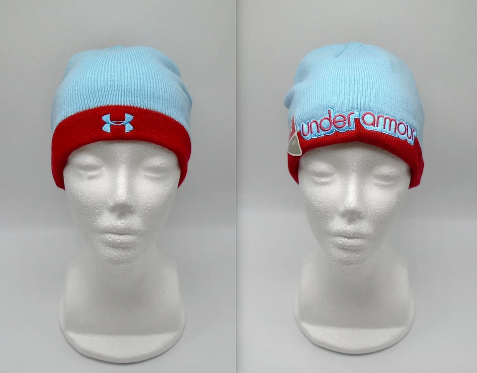 Chapéu Under Armour Cold Gear gorro juvenil infantil azul/vermelho - Imagem 2 de 4