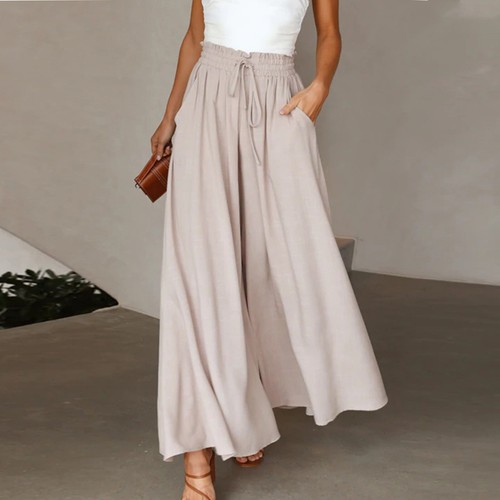Wide Leg Pants for Women Casual Loose High Waisted Lounge Flowy Pants w/ Pockets - Picture 9 of 13