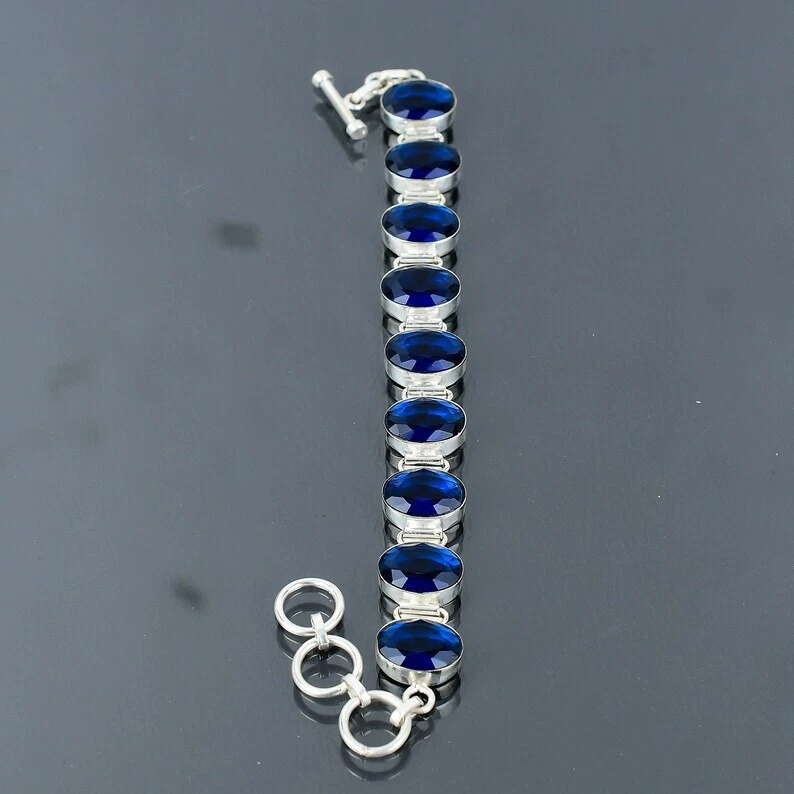 Brazalete de tanzanita de plata de ley 925 brazalete de piedras preciosas hecho a mano Foto 4 de 4