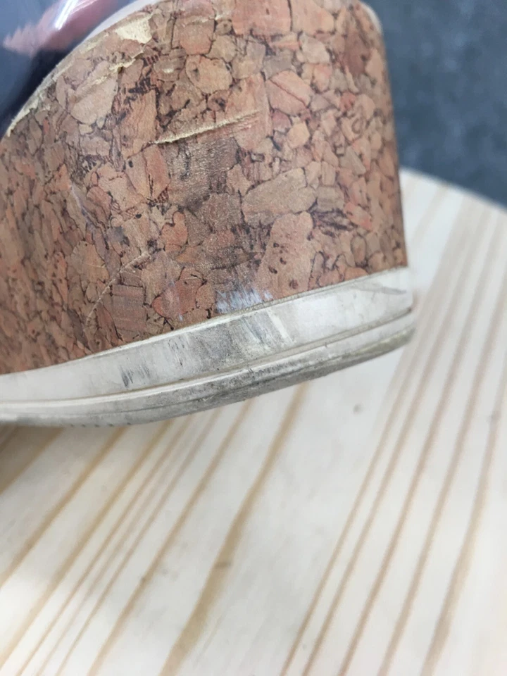 Sandalias Bzees para mujer 8 M remix con tira trasera tela negra corcho cuña punta abierta informales Foto 4 de 4