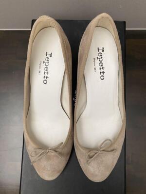Repetto Ballet Flats Giselle Beige Gold Heel Leather Women's Size