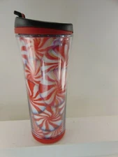 STARBUCKS CHRISTMAS HOLOGRAPIC Peppermints TRAVEL MUG 2007 16 oz -Mint !