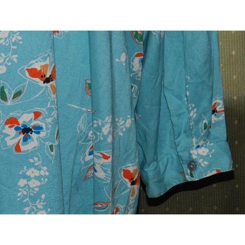 Woman Within 30W / 32W 3X buttoned aqua floral rayon top plus size women's - Picture 5 of 7