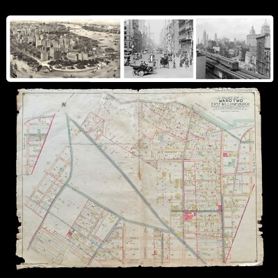 RARE Original 1903 New York City East Williamsburg Queens Brooklyn Blueprint Map