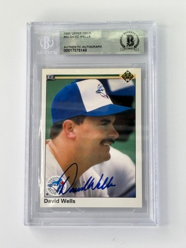 DAVID WELLS AUTO BECKETT AUTHENTICATED 1990 UPPER DECK TORONTO BLUE JAYS