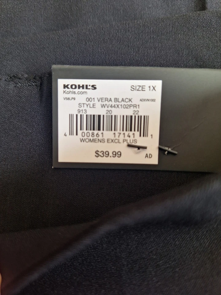 Nuevos Pantalones Al Tobillo Ajustados Simply Vera Wang Tiro Medio Para Mujer Negros Talla 1X Nuevos Foto 2 de 4