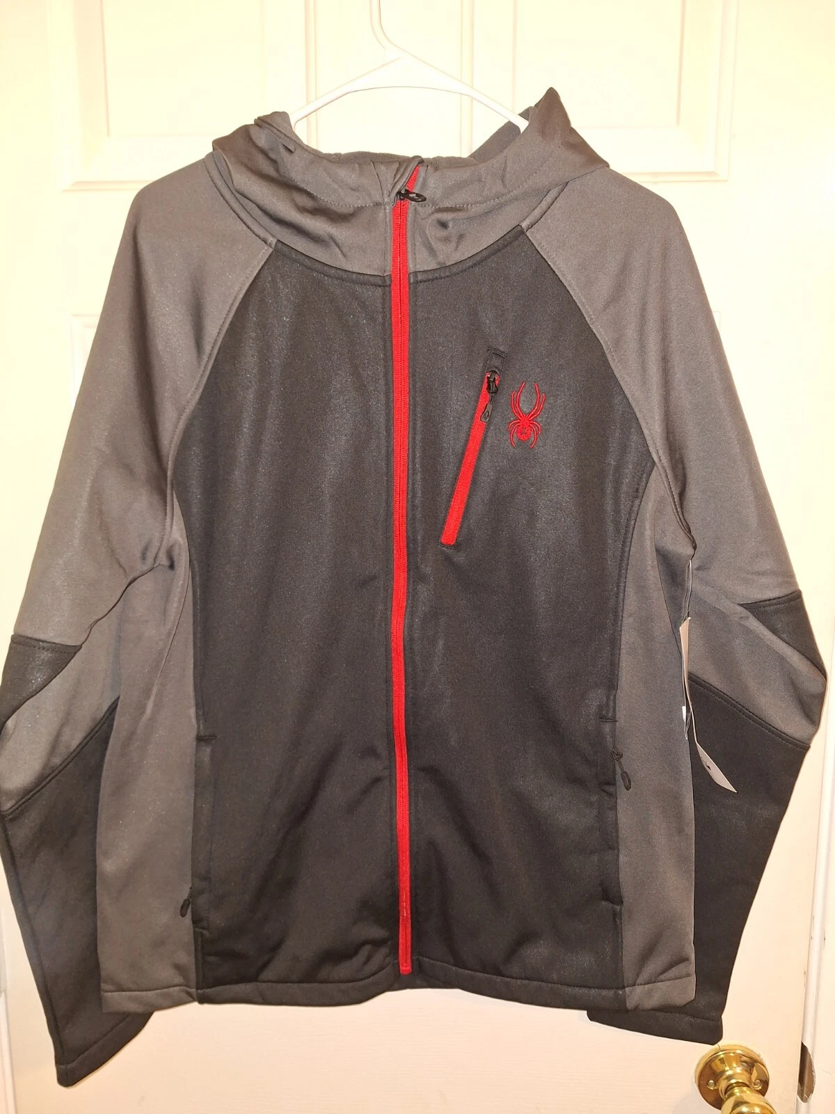 Mens Spyder Hydroweb Softshell Jacket Gray/Black Size Medium