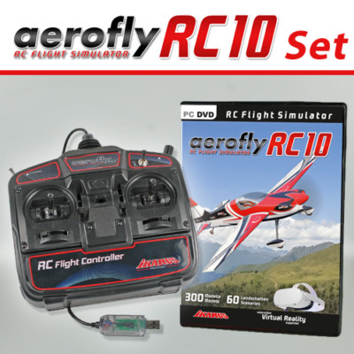 SET: aeroflyRC10 auf DVD für Win 8.1/10/11 mit USB-FlightController