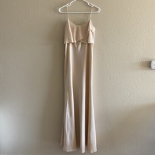 Jenny Yoo "Blake" Bridesmaid spaghetti strap dress in beige peach Buff, sz 4