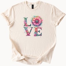 Floral Love Heart Tee Womens Flower Graphic Shirt