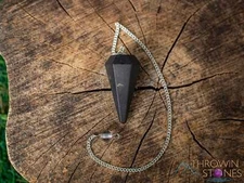 SHUNGITE Crystal Pendulum, QUARTZ Bead, Divination, Metaphysical, Healing, E1822