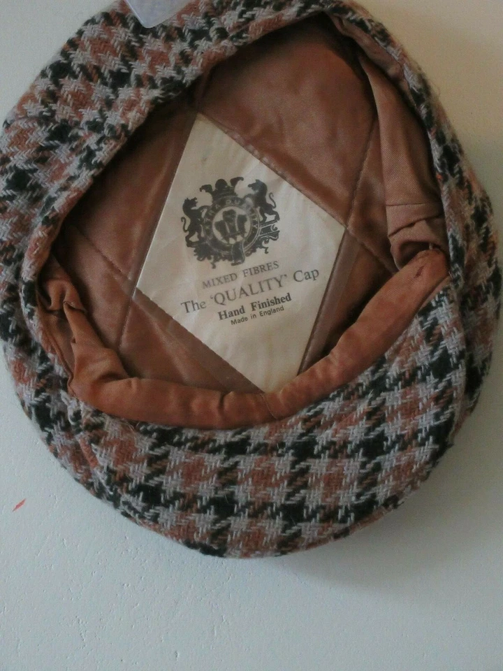 Vintage Retro Peaky Blinders Flat Cap Hat  BLACK TAN BEIGE  Check  - Image 2 of 4