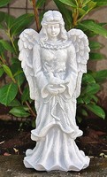 Engel Mit Vogel Skulptur Steinguss Steinfigur Garten Deko Frostfest Neu PO-766