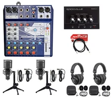 2) Person Gaming Twitch Stream Bundle Soundcraft Mixer+Headphones+Pro Mic+Tripod