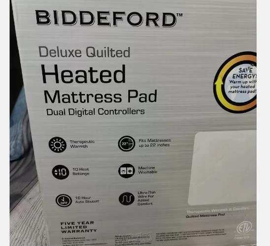 Biddeford Deluxe Queen Quilted Heated Electric Mattress Pad Dual Controllers - Image 3 of 4