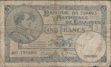 National Bank of Belgium - 5 Francs - King Albert & Queen Elisabeth - 1938 - Ave