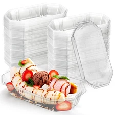 ZOOFOX 200 Pack Banana Split Boat Plate, 12 oz Disposable Ice Cream Sundae Bo...