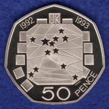 UK  1992 1993 Proof EEC 50p, EU 50 Pence Coin, Scarce (Ref. t7715)