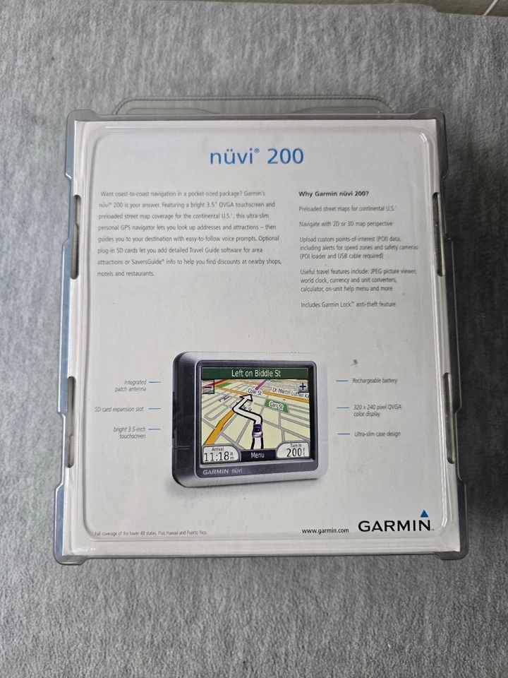 New Garmin Nuvi 200 GPS 3.5" Touchscreen - Still Sealed In Plastic Clam Shell - Image 2 of 4