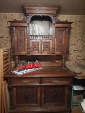 ANTIKER GRÜNDERZEIT SCHRANK MIT AUFSATZ Buffett Anrichte Nussbaum
