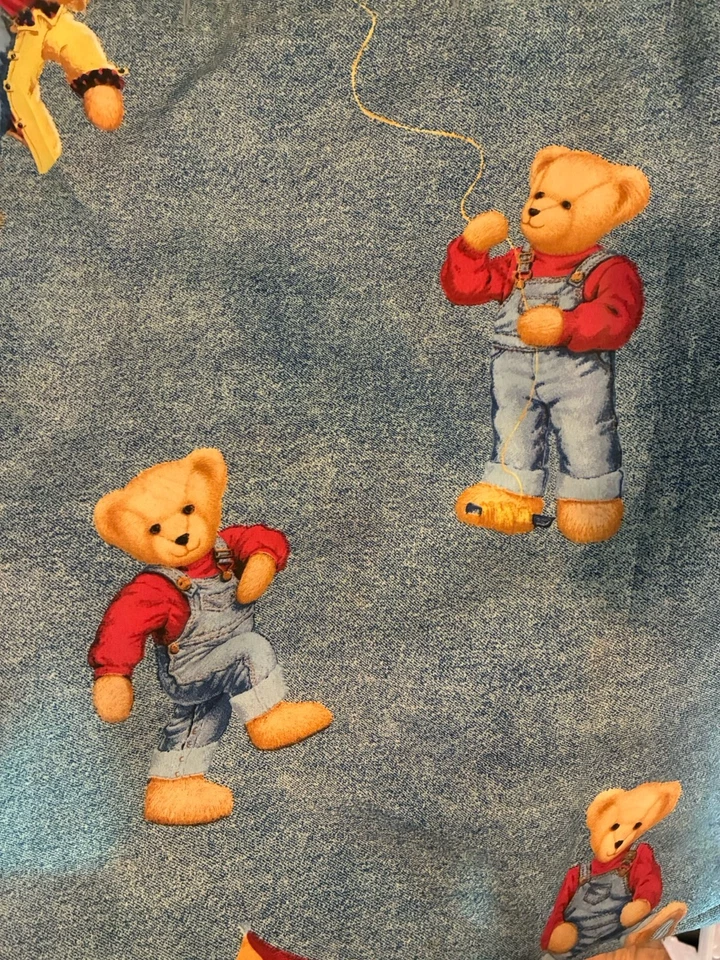 Cortina de Ducha Vintage Primavera Jean Denim Oso de Peluche EE. UU. 90 Retro Nostalgia Foto 2 de 4