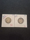 2 Rare 1915 Vintage Silver Barber Quarter Dollar Coins
