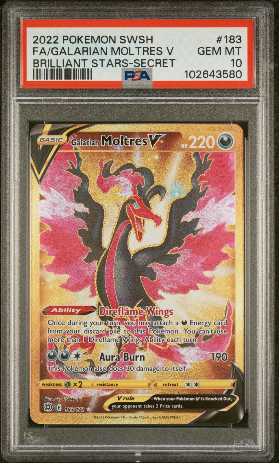 2022 POKEMON SWORD & SHIELD BRILLIANT STARS FULL ART/GALARIAN MOLTRES V PSA 10 - Main Image