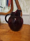 Vintage Anchor Hocking Royal Ruby Red Glass 96 Oz Ball Pitcher With Ice Lip