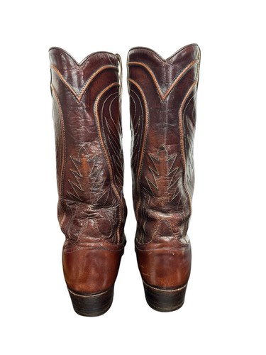 Men's Vintage Cowboy Boots Dan Post Size 7.5 D Style 6883 Brown Leather Spain, Size 7, $56.95 - Photo 4