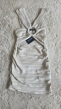 PLT Sand Velvet Ring Detail Bodycon Dress Size Uk12 BNWT