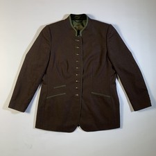H Moser Salzburg Trachten Jacket Women M A6 Wool Cashmere Blazer Brown Alpine
